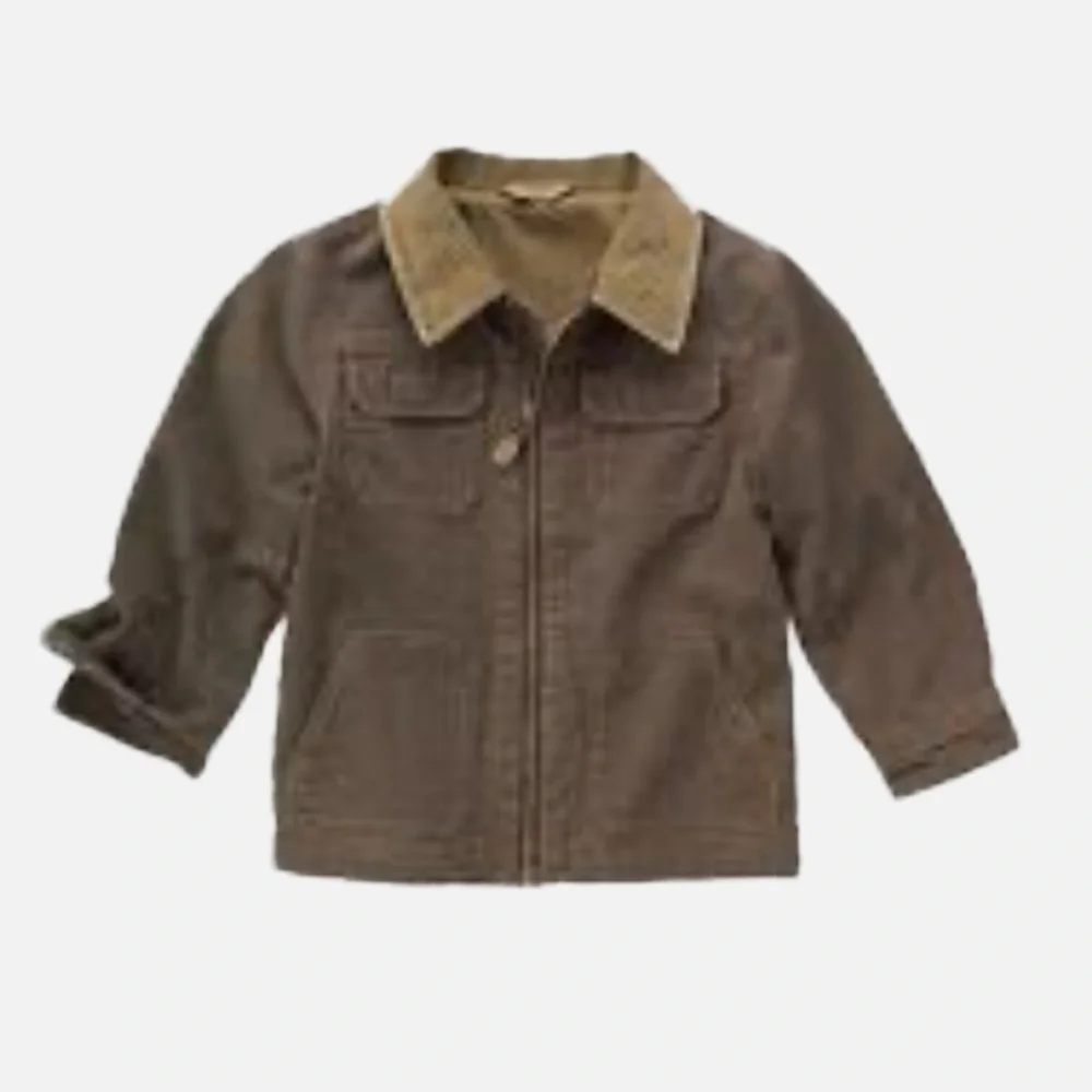 Gymboree Rugged Fully Lined Barn Coat with Corduroy Collar Pockets Brown and Tan